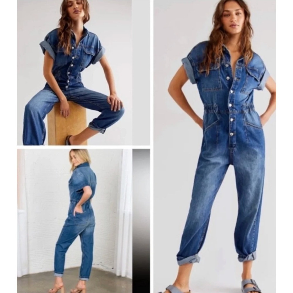 Free People We‎ the Free sz M jean jumpsuit D